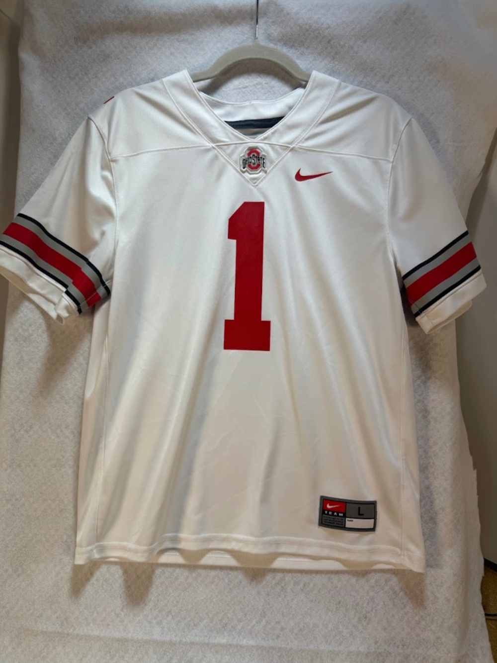 Nike Ohio State Buckeyes #1 Football Jersey Youth Large White Dri-FIT